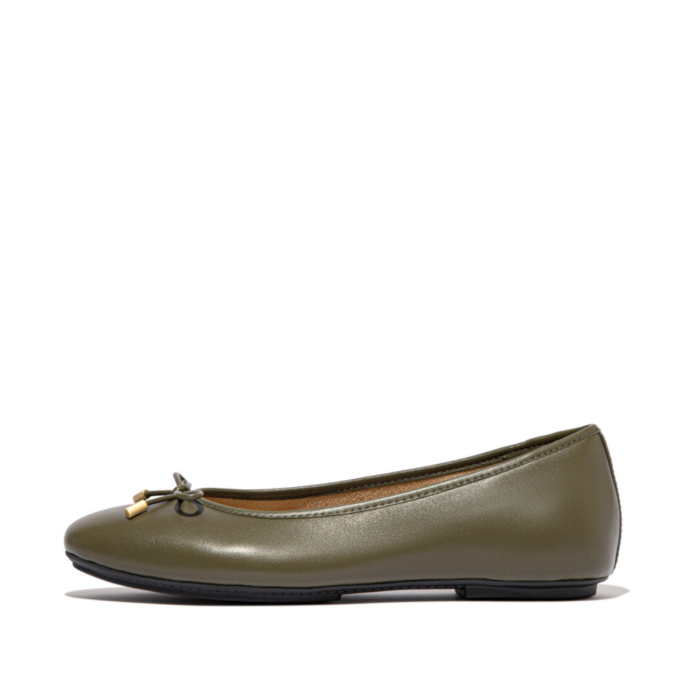 FitFlop FitFlop Delicato Bow Soft Leather Ballerinas Loafers & Laceups Deep Olive 4