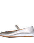 FitFlop FitFlop DELICATO Pearls-And-Crystal Soft-Leather Mary Janes Shoes Silver UK3