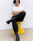 Stretch Leather Demi-Wedge Mid-Calf Boots F-LUMA Microwobbleboard