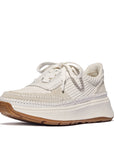 Cross-Stitch Knit/Suede/Leather Flatform Trainers F-MODE Microwobbleboard