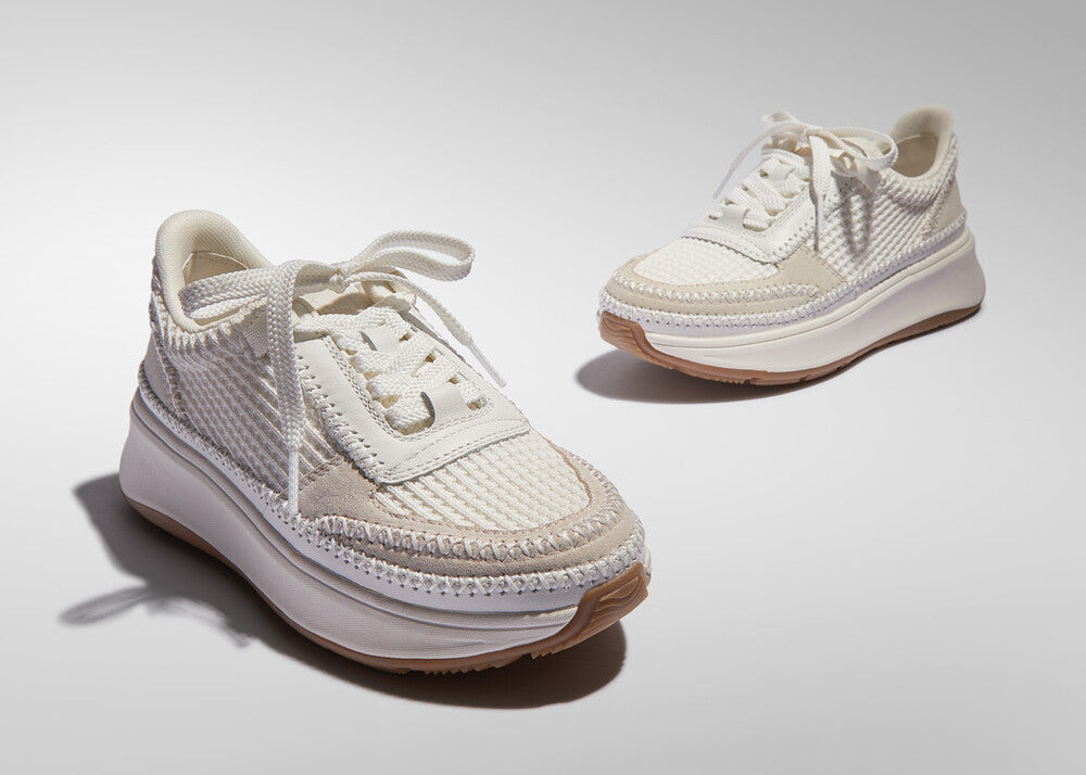 FitFlop F-MODE Cross-Stitch Knit/Suede/Leather Flatform Trainers Sneaker