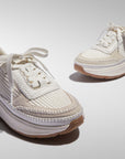 Cross-Stitch Knit/Suede/Leather Flatform Trainers F-MODE Microwobbleboard