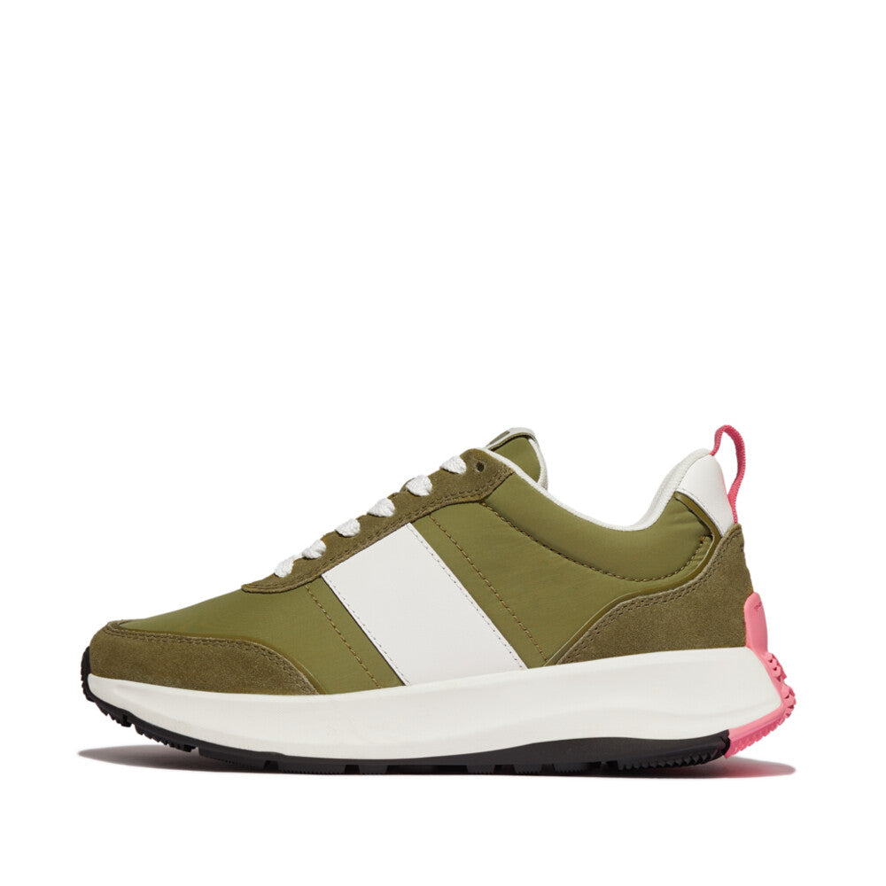 FitFlop FitFlop F-Mode Flow Fabric/Suede/Leather Flatform Trainers Sneaker Camo Green Mix 3