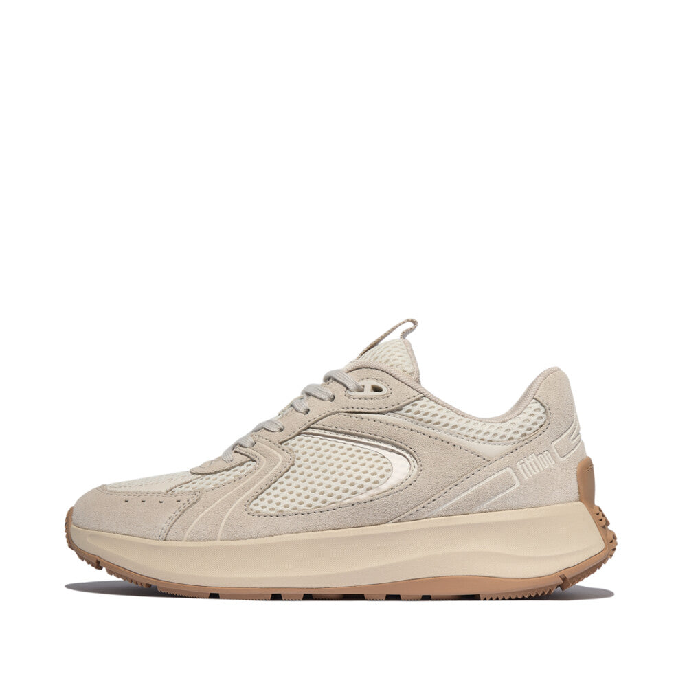 FitFlop Flow Suede/Mesh Flatform Trainers Sneaker Paris Beige 4
