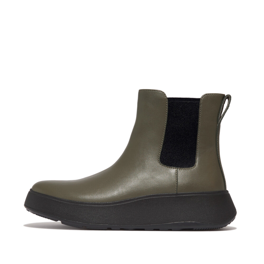 Leather Flatform Chelsea Boots F-MODE Microwobbleboard Olive 4