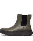 Leather Flatform Chelsea Boots F-MODE Microwobbleboard Olive 4