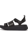FitFlop FitFlop F-MODE Leather Flatform Fisherman Sandals Microwobbleboard Black UK3