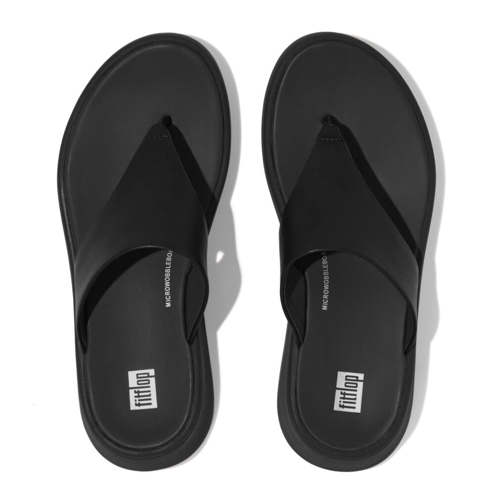 Leather Flatform Toe-Post Sandals F-MODE Microwobbleboard