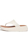 FitFlop FitFlop F-MODE Leather Flatform Toe-Post Sandals Microwobbleboard Cream UK4