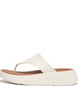 Leather Flatform Toe-Post Sandals F-MODE Microwobbleboard Cream 4