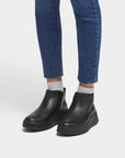 Leather Flatform Zip Ankle Boots F-MODE Microwobbleboard