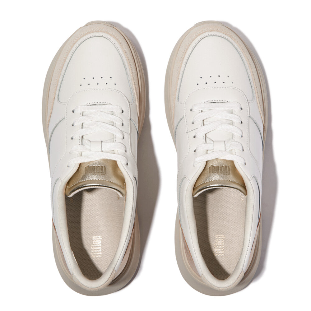 Trenton F-MODE Leather/Suede/Metallic Flatform Trainers Sneaker
