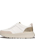 Trenton F-MODE Leather/Suede/Metallic Flatform Trainers Sneaker White/Platino 3