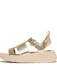 FitFlop FitFlop F-MODE Metallic Leather Flatform Fisherman Sandals Microwobbleboard Platino UK4