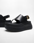 FitFlop F-MODE Stack Leather Back-Strap Toe-Post Sandals Sandal