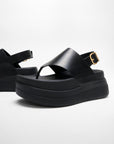Stack Leather Back-Strap Toe-Post Sandals F-MODE Microwobbleboard