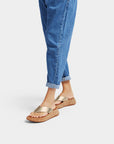 Leather/Cork Flatform Toe-Post Sandals F-MODE Microwobbleboard