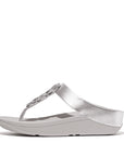 Crystal Chain Leather Toe-Post Sandals FINO Microwobbleboard Silver 4