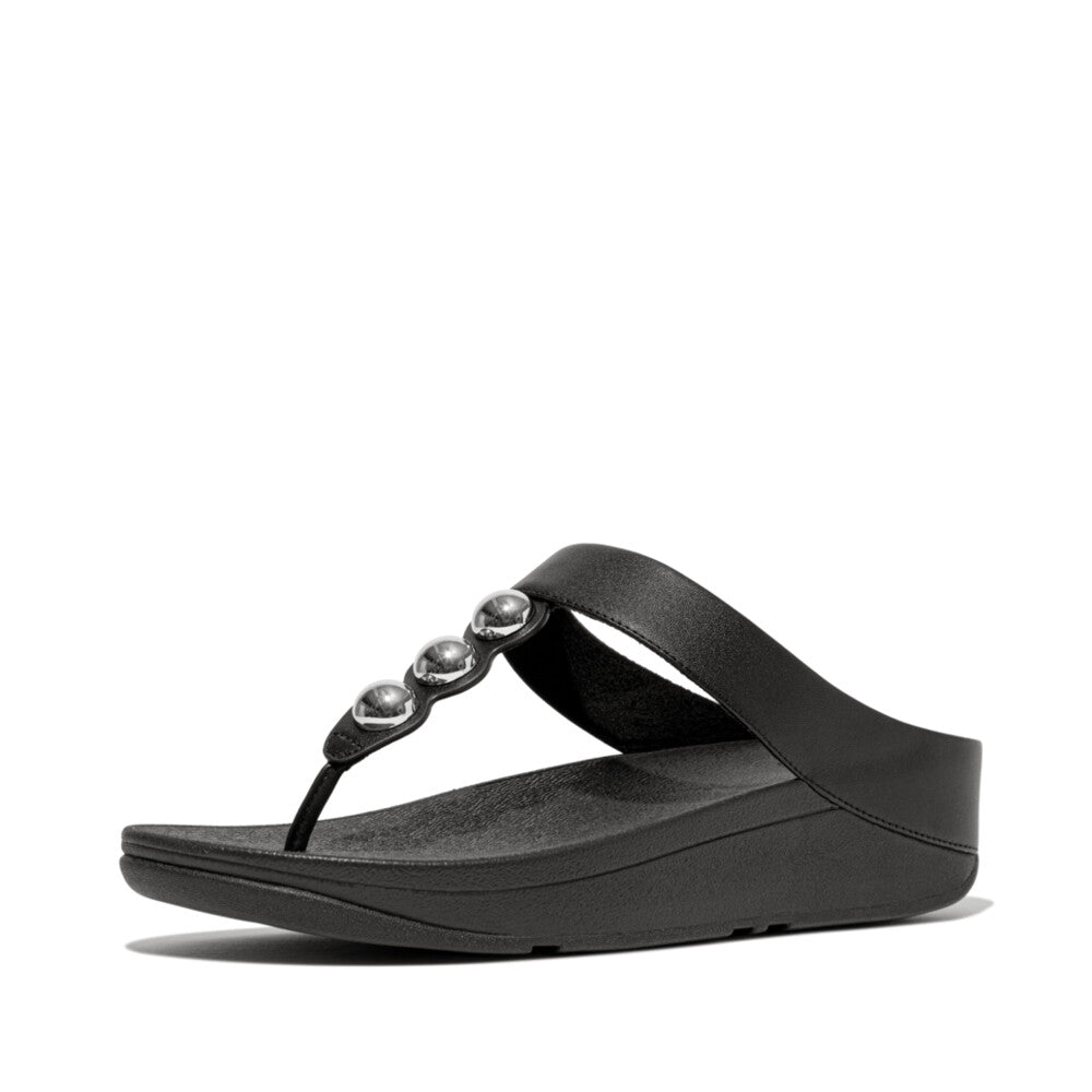 FitFlop FitFlop Fino Mirror-Dome Leather Toe-Post Sandal