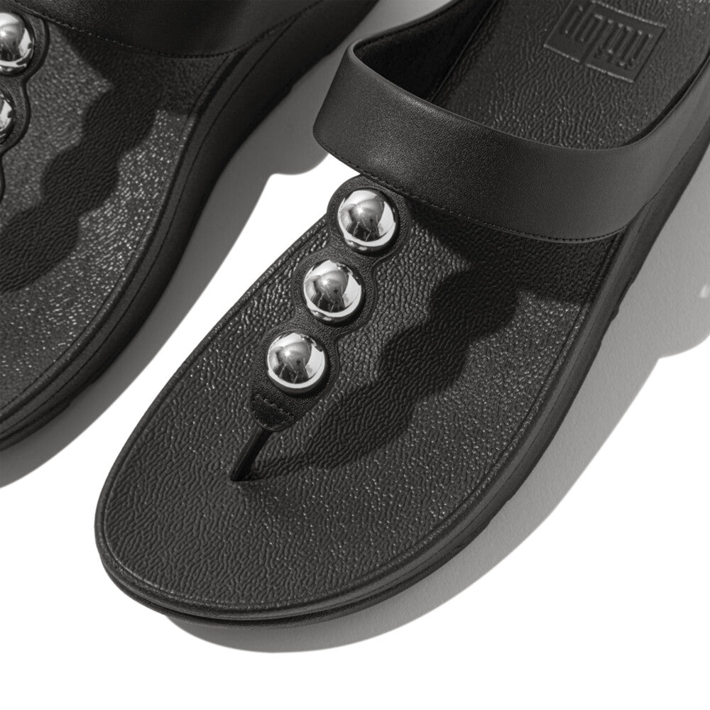 FitFlop FitFlop Fino Mirror-Dome Leather Toe-Post Sandal