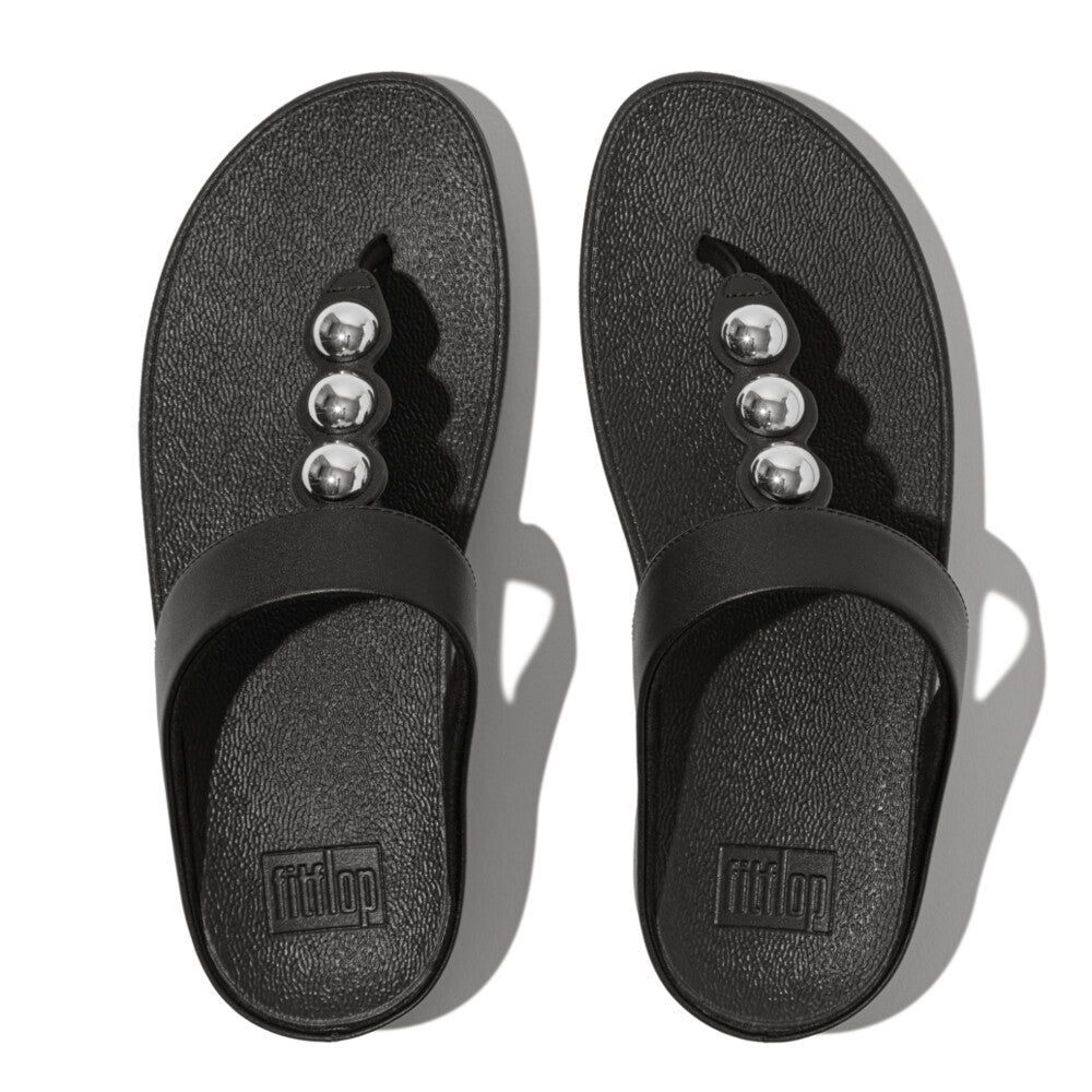 FitFlop FitFlop Fino Mirror-Dome Leather Toe-Post Sandal