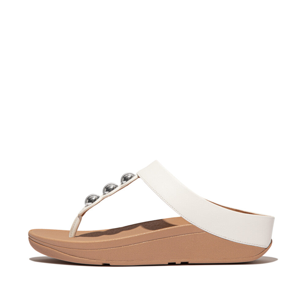 FitFlop FitFlop Fino Mirror-Dome Leather Toe-Post Sandal Urban White 4