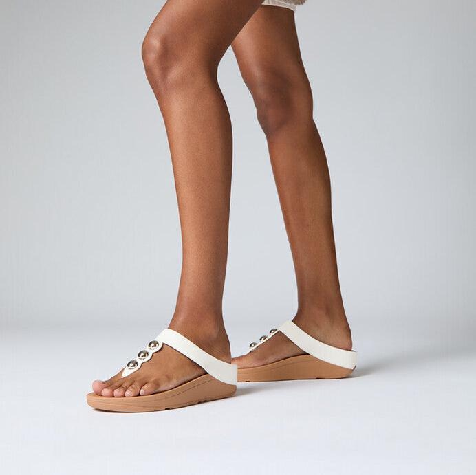 FitFlop FitFlop Fino Mirror-Dome Leather Toe-Post Sandal