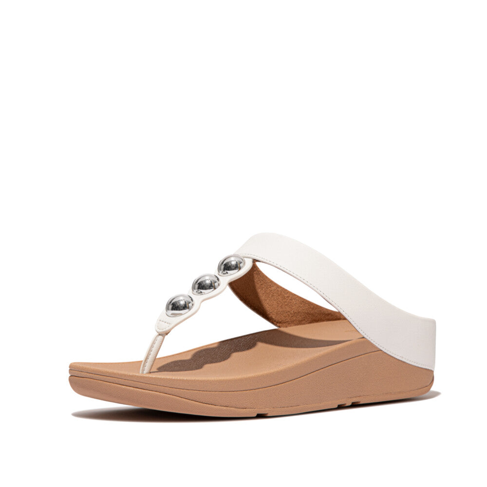 FitFlop FitFlop Fino Mirror-Dome Leather Toe-Post Sandal