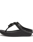 FitFlop FitFlop FINO Crystal-Cord Leather Microwobbleboard All Black UK3