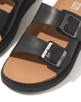 FitFlop FitFlop Gen-FF Mens Buckle Two-Bar Leather Slides Microwobbleboard