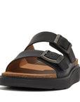 FitFlop FitFlop Gen-FF Mens Buckle Two-Bar Leather Slides Microwobbleboard