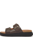 Mens Buckle Two-Bar Leather Slides Gen-FF Microwobbleboard Brown 7