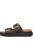 FitFlop FitFlop Gen-FF Buckle Two-Bar Leather Slides Microwobbleboard Chocolate Brown UK4