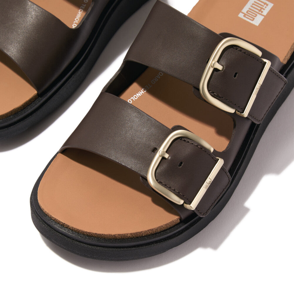 Buckle Two-Bar Leather Slides Gen-FF Microwobbleboard