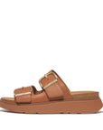 FitFlop FitFlop Gen-FF Buckle Two-Bar Leather Slides Microwobbleboard Light Tan UK4