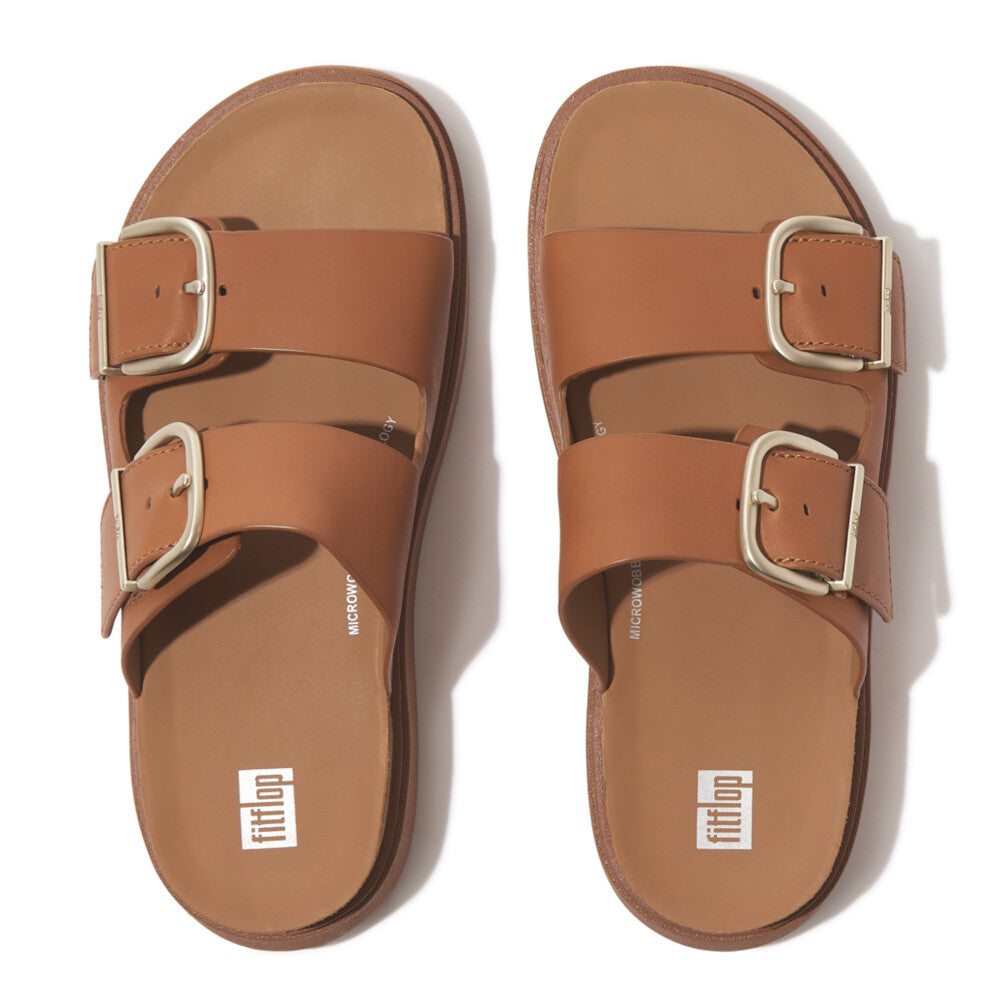 Buckle Two-Bar Leather Slides Gen-FF Microwobbleboard