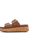 FitFlop FitFlop GEN-FF Max Buckle Leather/Cork Two-Bar Slides SANDAL Deep Tan UK3