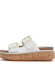 FitFlop FitFlop GEN-FF Max Buckle Leather/Cork Two-Bar Slides SANDAL Urban White UK3