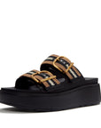 Trenton FitFlop GEN-FF Max Buckle Stripe-Webbing Two-Bar Slides Microwobbleboard