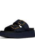 FitFlop FitFlop GEN-FF Max Buckle Two-Bar Denim Slides Microwobbleboard