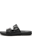 FitFlop Gracie Buckle Two-Bar Leather Slides Dynamicush Black 3