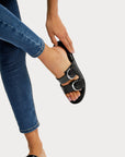 FitFlop Gracie Buckle Two-Bar Leather Slides Dynamicush