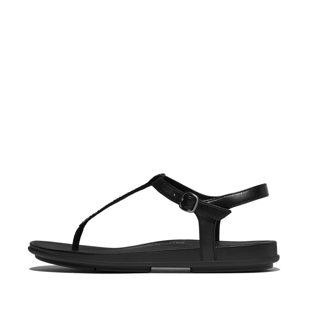 FitFlop GRACIE Crystal-Mix Leather T-Bar Sandals Sandal All Black 3