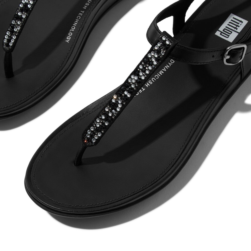 FitFlop GRACIE Crystal-Mix Leather T-Bar Sandals Sandal