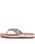 FitFlop GRACIE Jewel-Deluxe Metallic-Leather Flip-Flops Sandal Silver 4