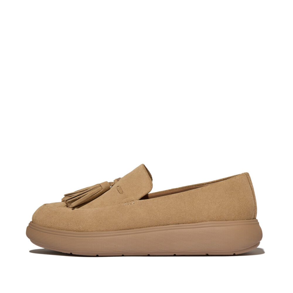 FitFlop iQ-COMFF Tassel Suede Loafers Slip on Camel 4