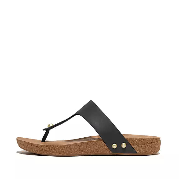 FitFlop FitFlop IQushion Leather Toe-Post Sandals Sandal Black 4