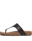 Mens Leather Toe-Post Sandals IQUSHION iQushion Black 7