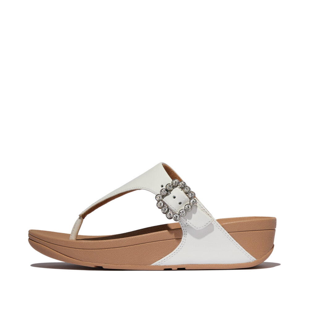 FitFlop LULU Crystal-Buckle Leather Toe-Post Sandals Sandal Urban White 4
