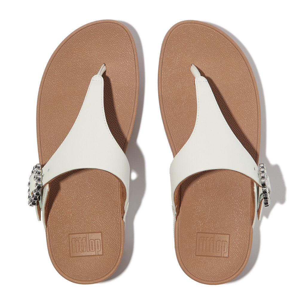 FitFlop LULU Crystal-Buckle Leather Toe-Post Sandals Sandal